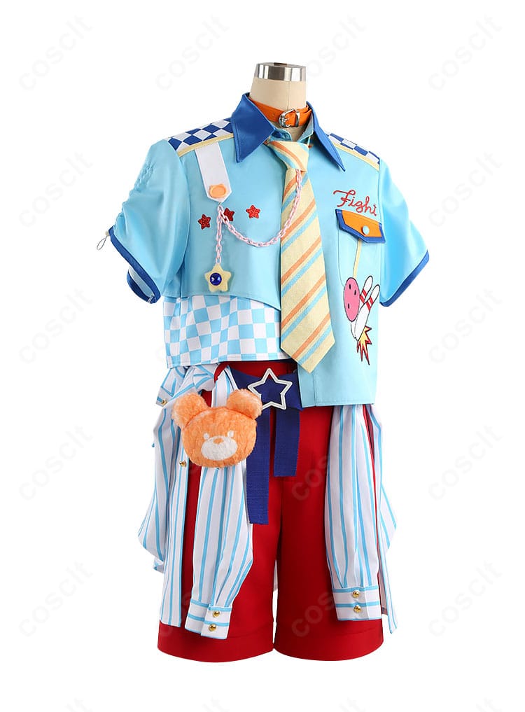 クマクマレスQ衣装の右側面。レッグカバーやベルト位置、袖のラインが見える画像