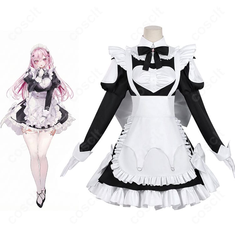 桃乃 ゴーストハウス メイド服の人物着用イメージと衣装全体、死亡遊戯で飯を食う。公式風コーデ