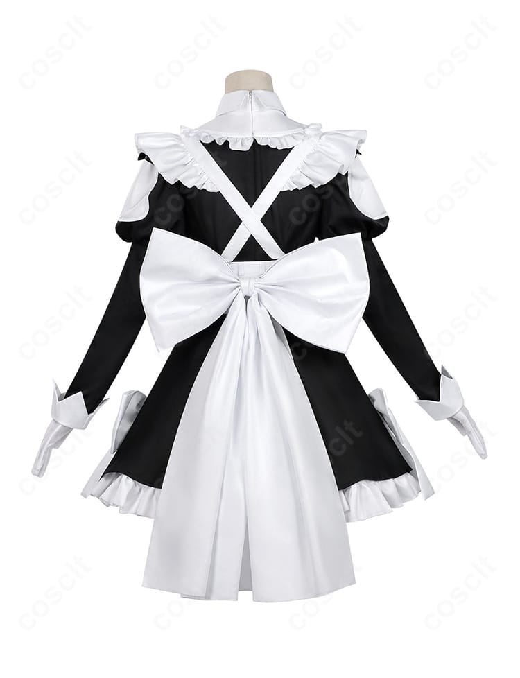 桃乃 ゴーストハウス メイド服の背面。大きな蝶結びとエプロンのラインが見える画像