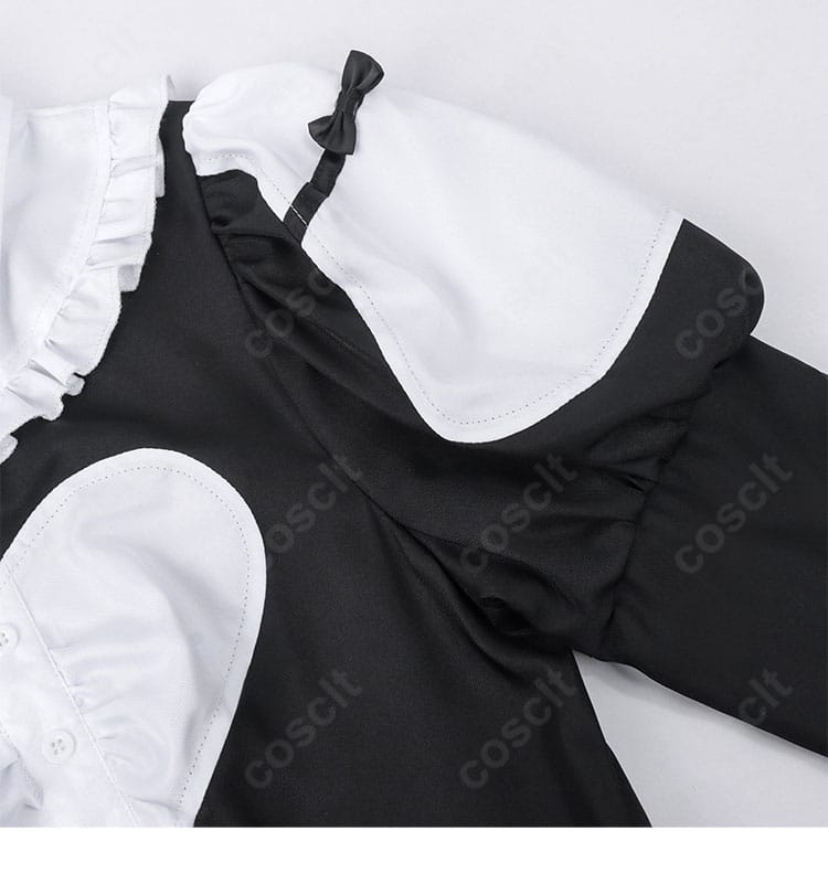 桃乃 メイド服の肩〜袖装飾ディテール。肩山のラインと袖の構造が分かる画像