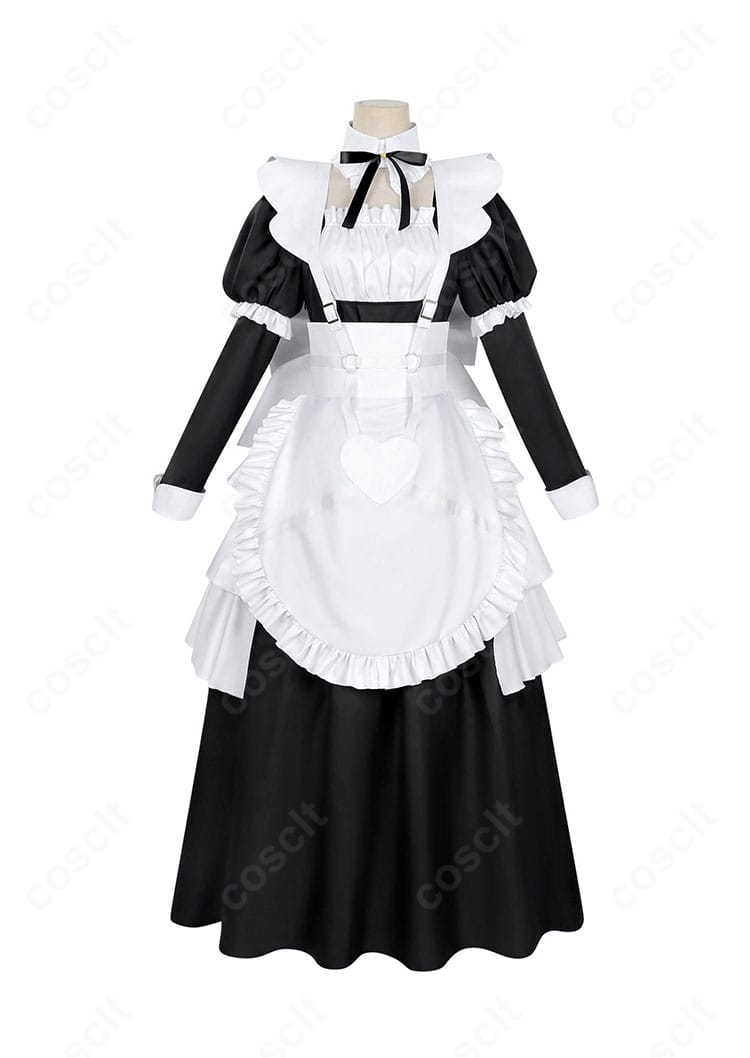 メイドワンピースとエプロンの正面ディテールがわかる商品写真