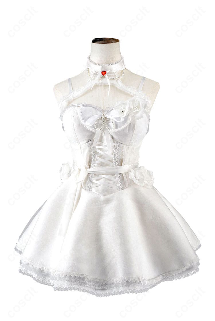 アリス メルヘンドリームのワンピース正面。ジャガードの陰影と胸元モチーフ、腰飾りの配置を詳細に撮影。