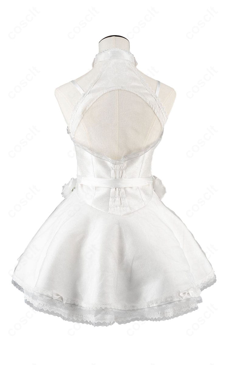 アリス メルヘンドリームの背面。背中の開閉構造とスカートの落ち感、ヘアアクセの配置を確認できる。