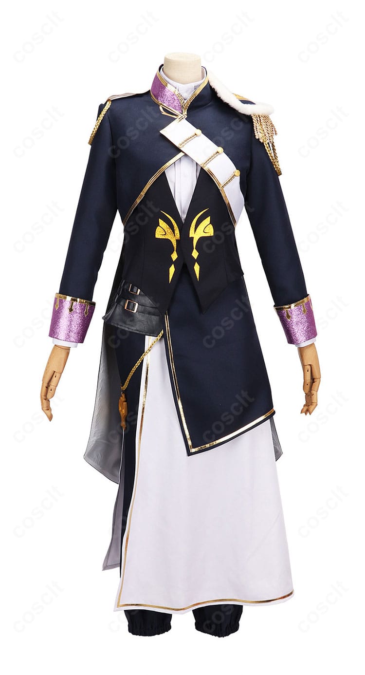 闇ノシュウ CONCERTO共通衣装の正面。ジャケットの直線的シルエットとベスト、シャツの重ねが分かるカット。