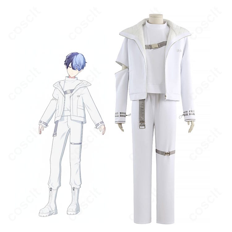 青柳冬弥 アクセラレイト衣装を着用した全身イメージ。ジャケットとベスト、腰飾りのバランスが分かる人物図。