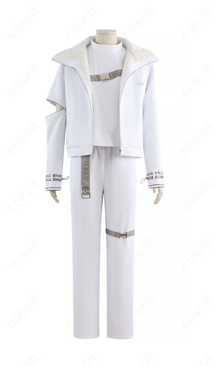 青柳冬弥 アクセラレイト衣装の正面全体。ジャケットの直線的ラインと前立て装飾が見える。