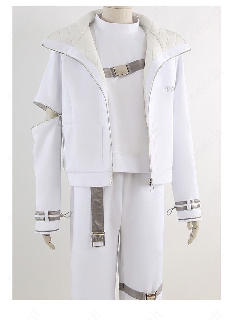 前立て(門襟)装飾の近接。ボタン配置とエッジの配色ディテールを強調。