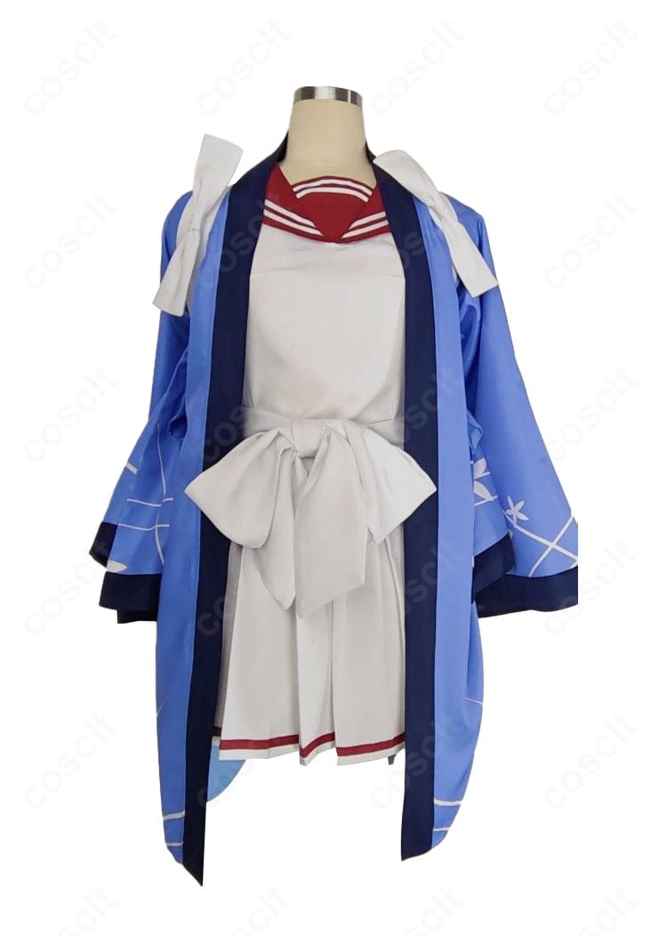 不破レンゲ 修行部制服コスプレの正面全体。羽織・トップス・帯・スカートのバランスが確認できる写真