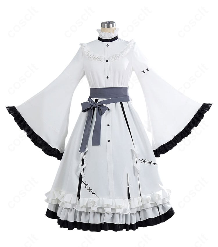 氷上メルル シスター服コスチュームのバックスタイル。ベールの長さと後中心のラインを強調