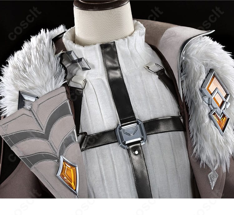 原神 イルーガ コスプレ衣装の襟元ディテール。ファー襟＋付け襟と襟飾りの質感