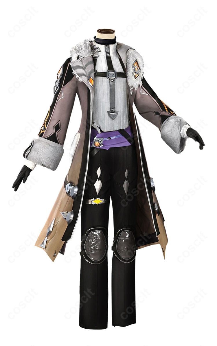 原神 イルーガ コスプレ衣装の側面。コートのハリとレッグストラップの見え方