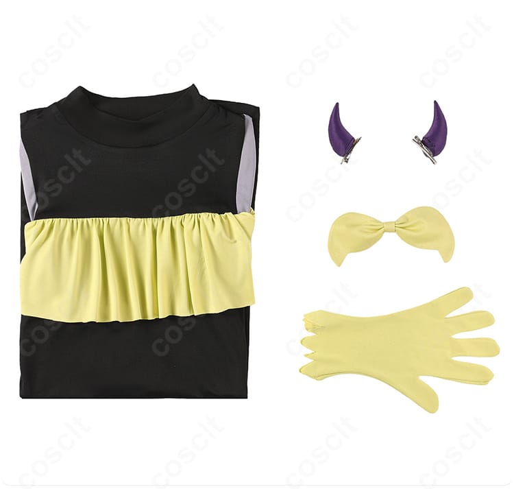 セット内容一式(ワンピース・髪飾り・角・手袋)平置き画像