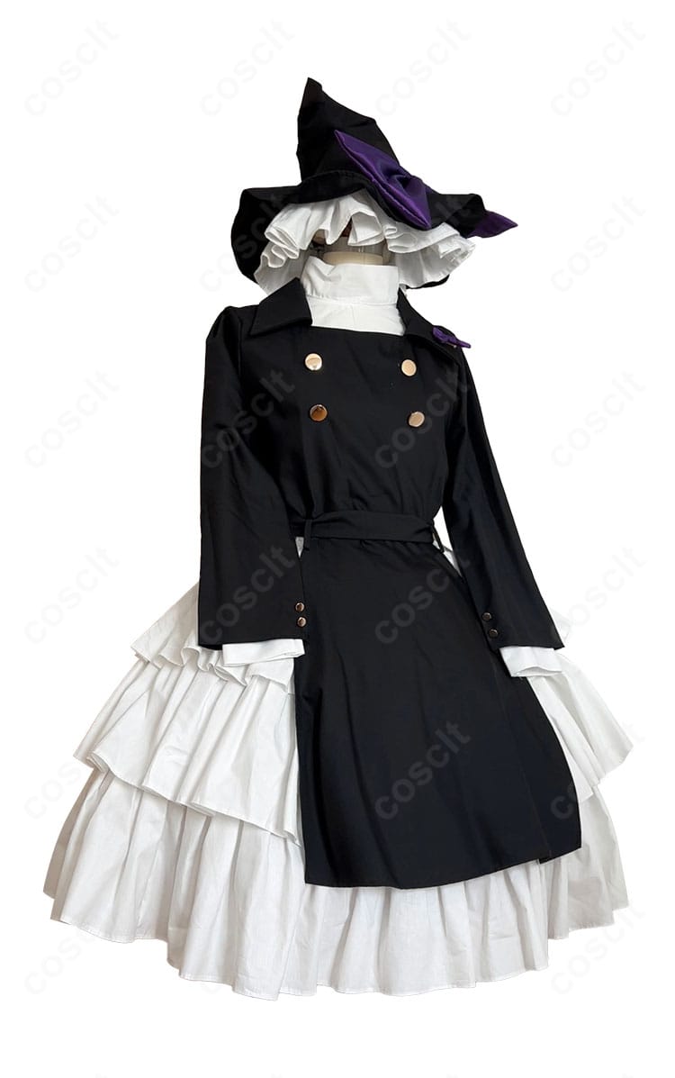 東方Project 霧雨魔理沙 二次創作アレンジ衣装の側面〜背面。はだけにくい安定設計とウエストラインの美しさを示す商品画像。