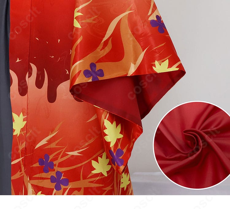 煉獄杏寿郎 京まふ2021和装の袖口装飾。袖口の縫製と配色切り替え、ステッチの整いをクローズアップ。