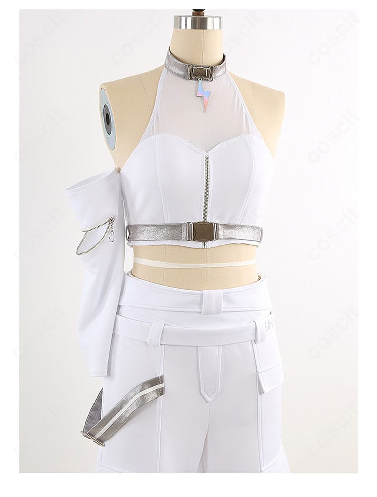 巡音ルカ アクセラレイト衣装の上衣装飾ディテール。ベストの見返しと留め具の仕立てを接写