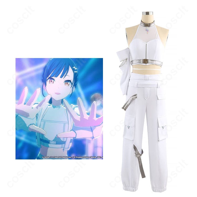 巡音ルカ アクセラレイト衣装の着用全身イメージ。ベストとパンツの直線的シルエットが映えるカット