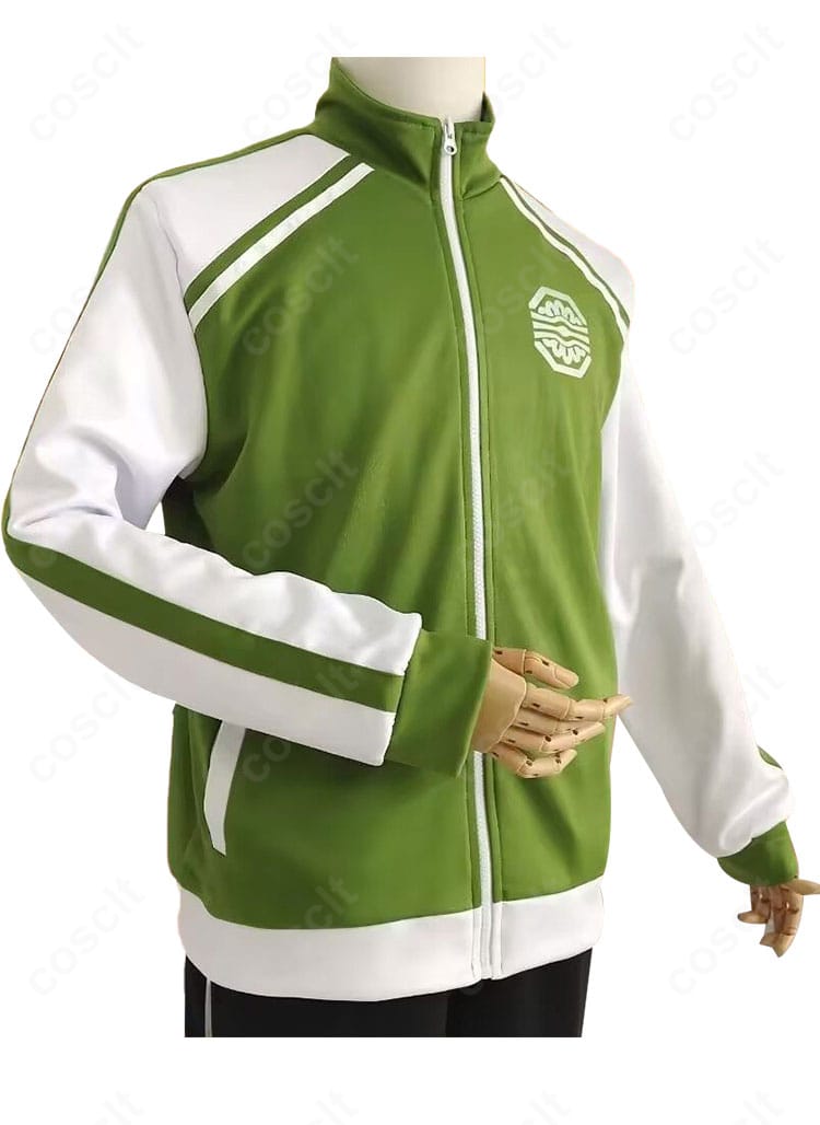 刀剣乱舞-花丸- 雪月華 篭手切江 内番ジャージの生地感アップ。伸縮性のあるジャージ素材でしわが出にくい。