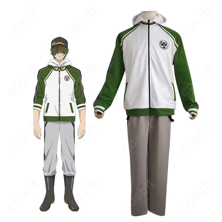 桑名江 内番ジャージ一式を着用したイメージ。配色とラインが分かる全身と衣装ディテールの確認用。