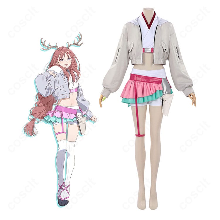 超かぐや姫! 綾紬芦花のフルコーデ着用イメージ。コート×インナーのレイヤーと腰ベルトでクールに再現