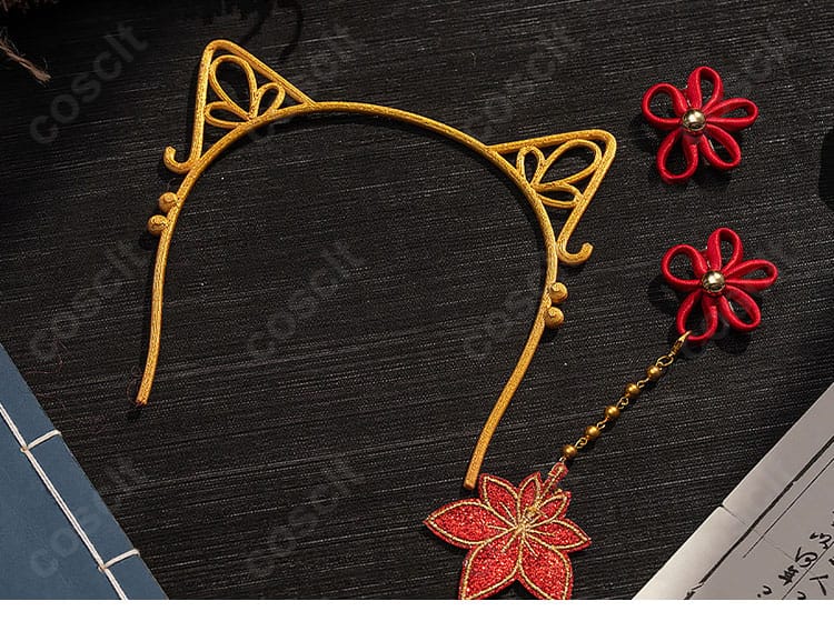 付属小物一式(飾り物、リボン等)を平置きで並べたセット内容画像