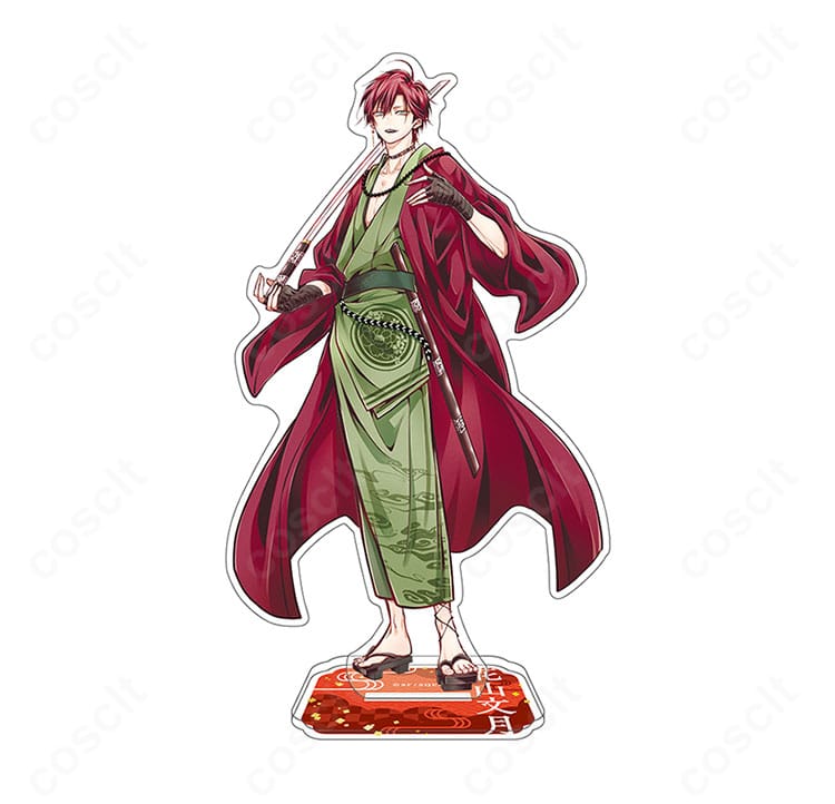 花山文月のフルセット衣装を着用した全身イメージ。和装レイヤーと装飾の配置が分かる正面寄り構図