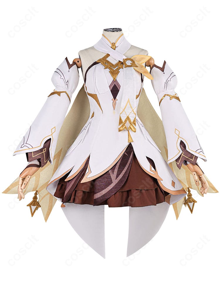 原神 旅人 蛍「真実の月」衣装の正面全体。ハリのあるスカートと胸元デザインがわかる構図。