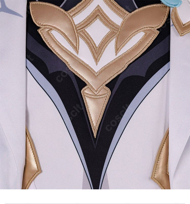 原神 旅人 蛍「真実の月」背面全体。背飾りのボリュームと背面開閉構造の位置関係がわかる。