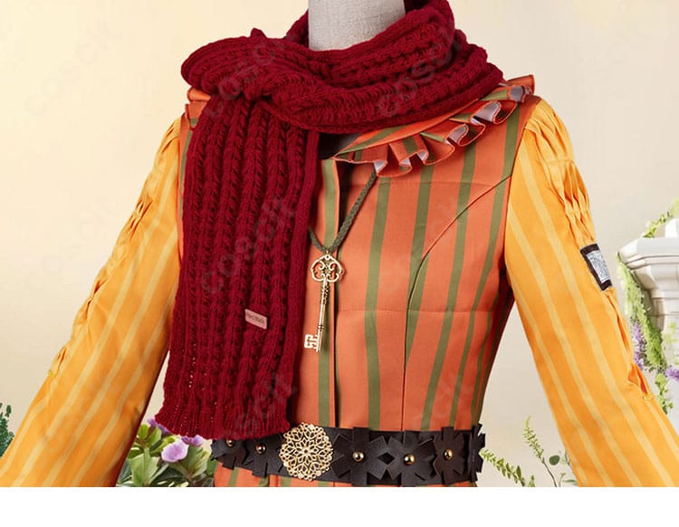 マフラーの質感と巻き方アレンジを示したクローズアップ