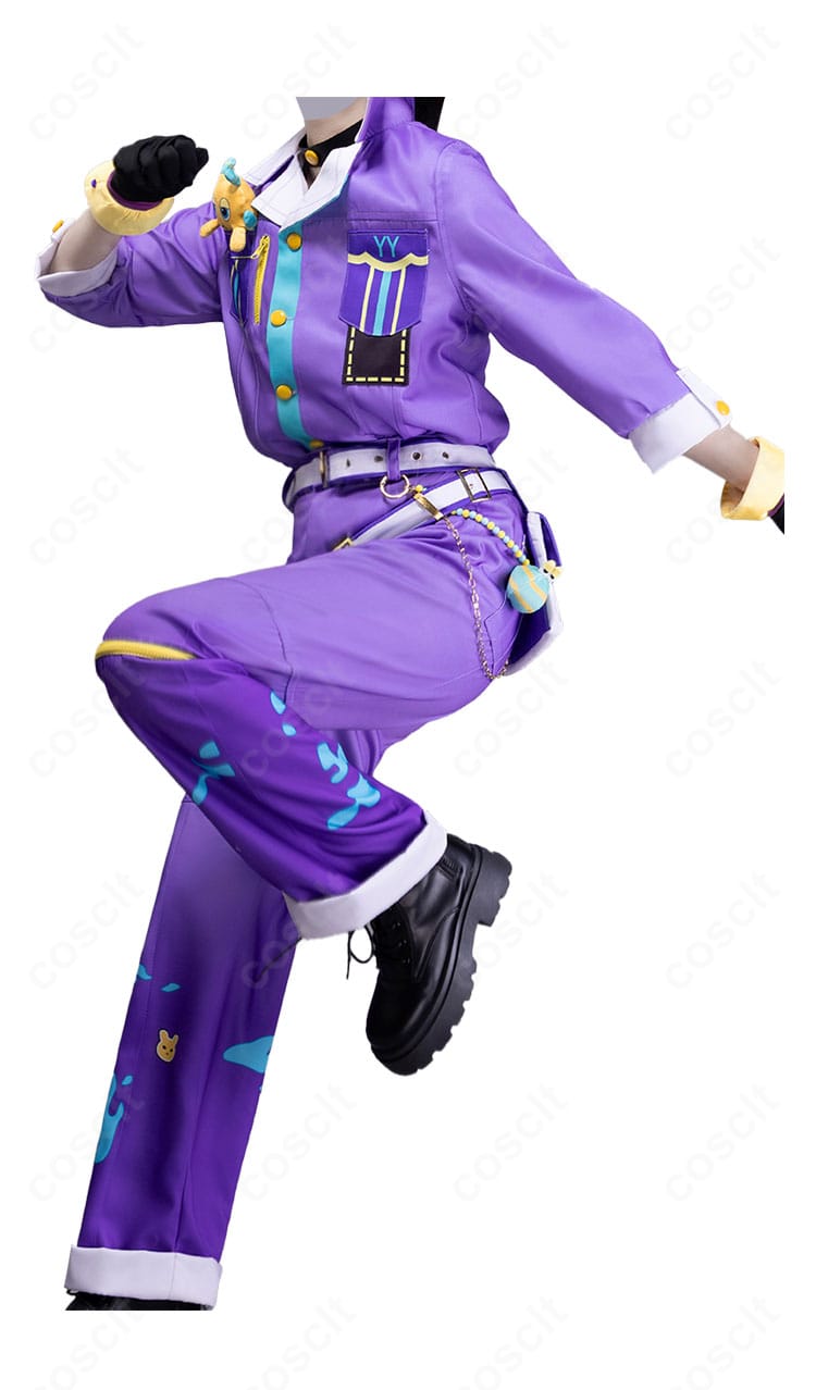 神代類 ライブ衣装の背面。ロングコートのシルエットと背面ラインを強調。