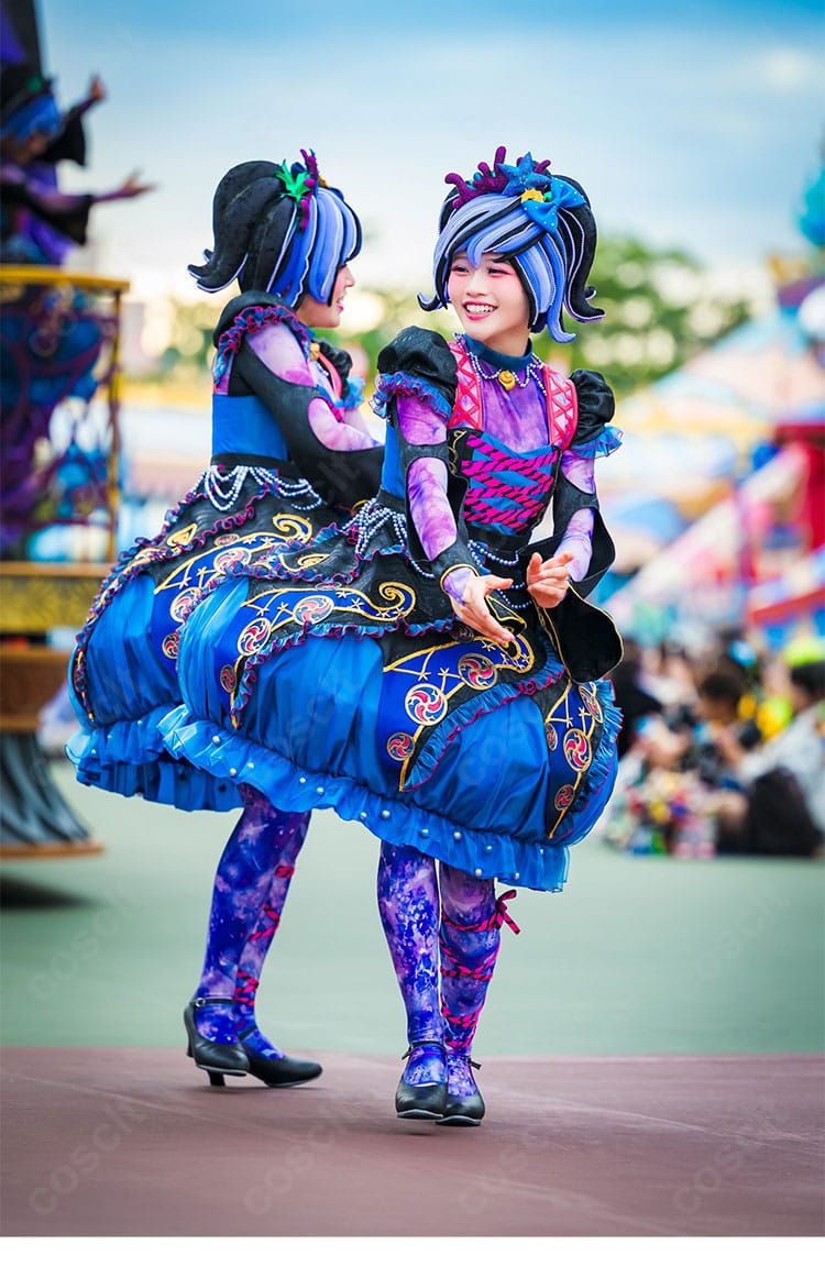 アースラ ダンサー風(クラゲモチーフ)コスプレ衣装一式の商品画像。光沢とハリ感ある生地で触手風パーツを再現。