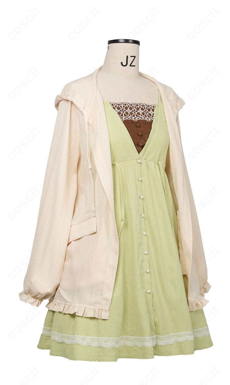 草薙寧々 私服コスチュームの側面シルエット。カーディガンとワンピースの重なり