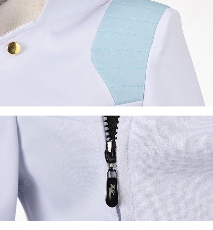 肩ラインとファスナー装飾の近接ディテール(メリル STAMPEDE)