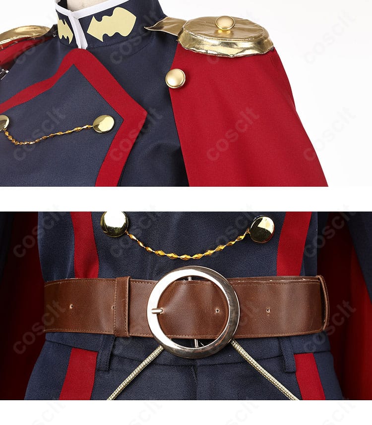 肩飾りとベルト装飾、金具の質感を示すディテール接写