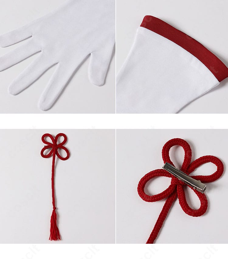 手袋と髪飾りなど付属アクセサリー一式の内容確認カット