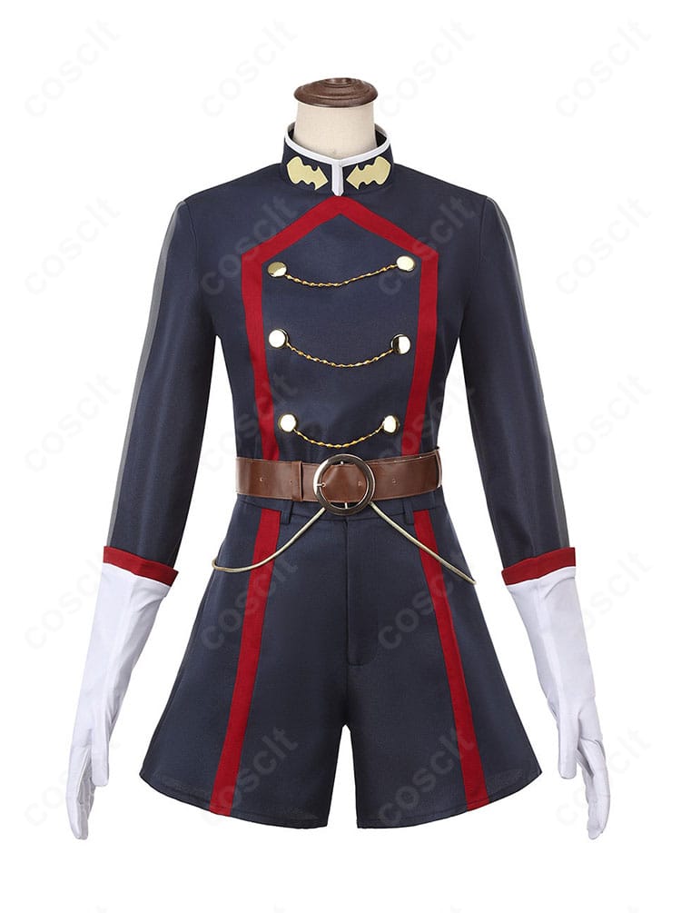 上着前面の襟・前立て・装飾チェーンのディテール接写