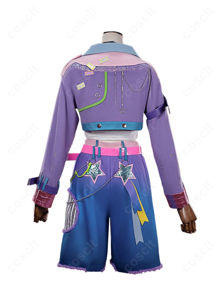 桜河こはく衣装の背面全身:ジャケット後ろの装飾とレッグカバーの見え方