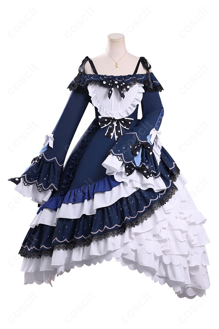 夏目アンアン衣装の正面全身図。ワンピースとリボン配置が分かる角度