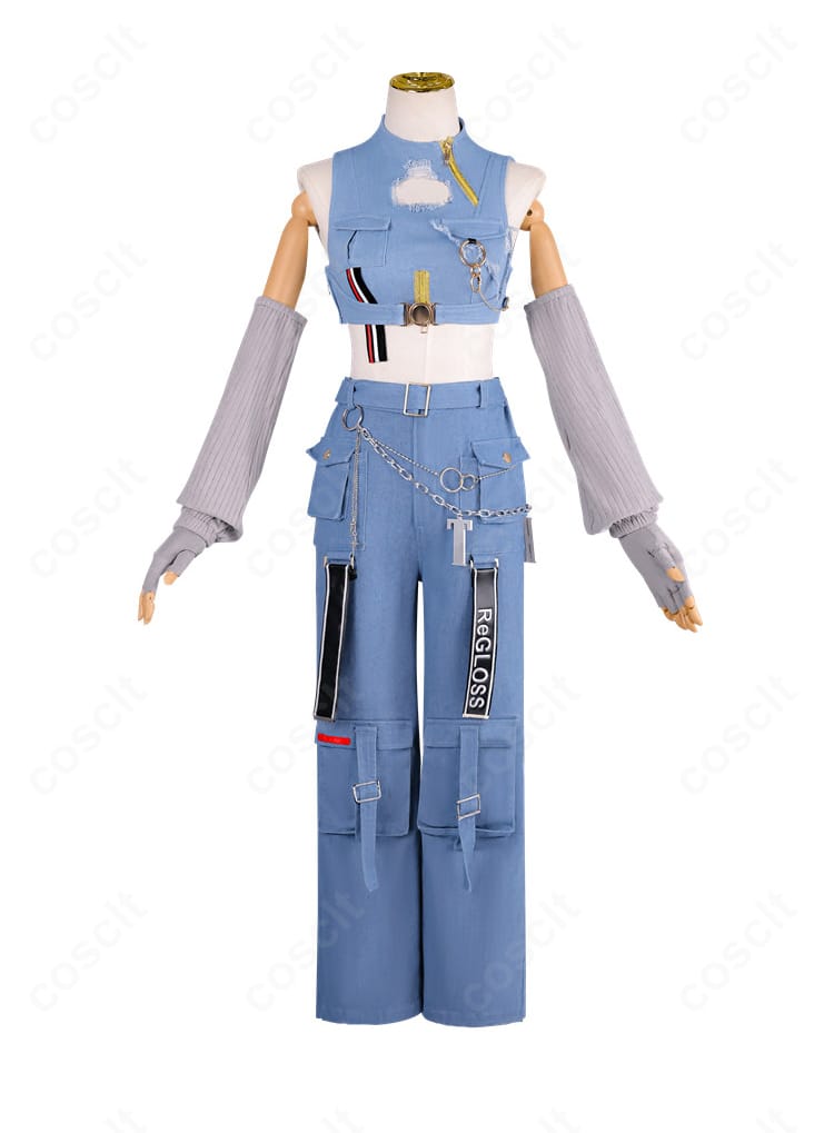 腰回りとチェーン、メタル風パーツなど装飾を寄りで写したディテール写真