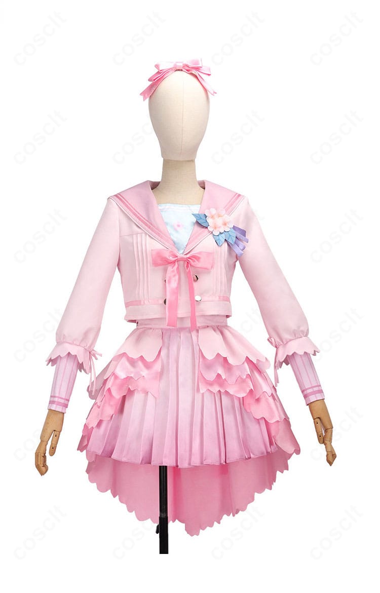 花海咲季 桜フォトグラフ衣装の正面全体カット（衣装・髪飾り・靴下含む）