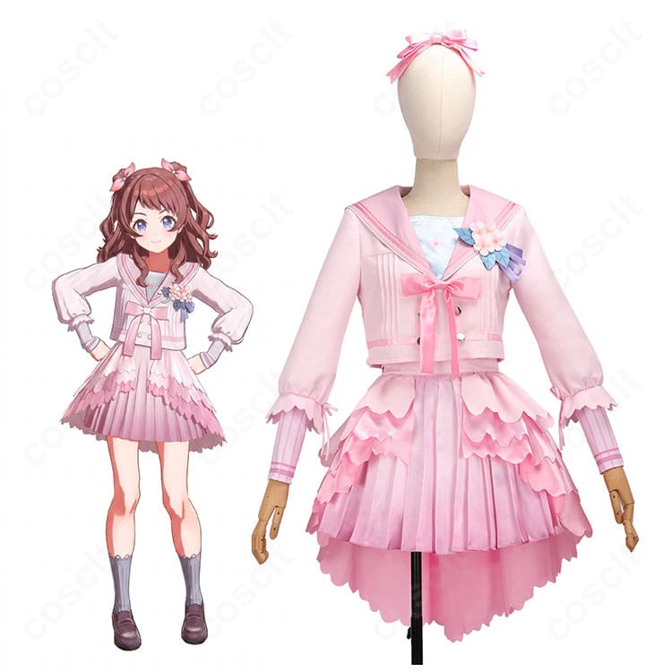 学園アイドルマスター 花海咲季「桜フォトグラフ」衣装の着用イメージとキャラクタービジュアル