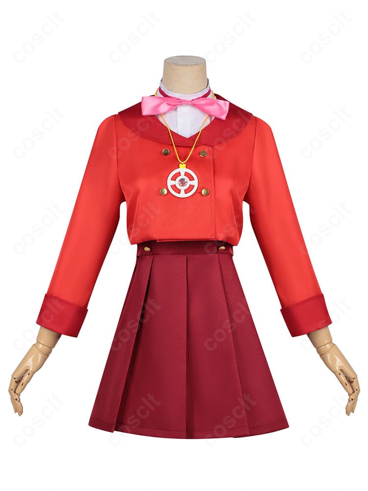 小林みくる 私服コスプレの正面全体図(コート×ワンピースのシルエット)