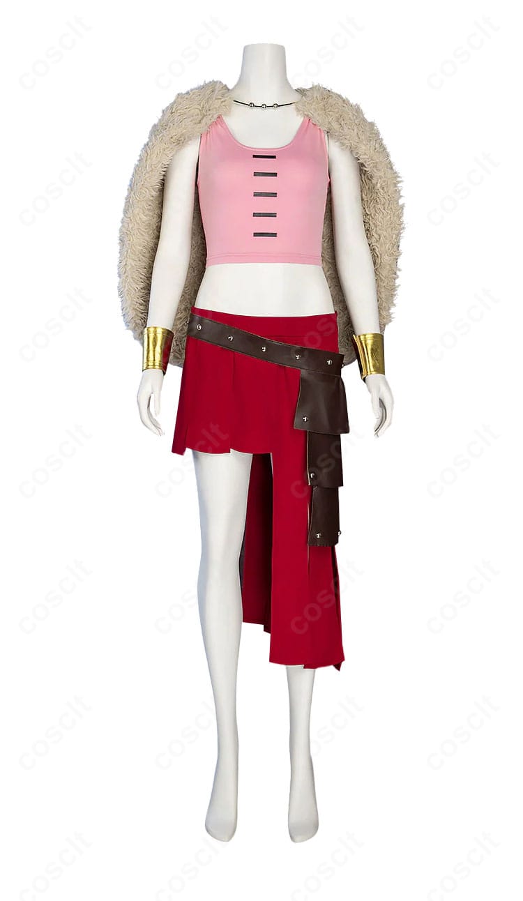 スカート飾りとフロント装飾のクローズアップ（配色と質感）