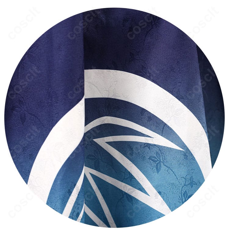 ジャガード生地の織り模様と装飾トリムの質感が分かるディテール撮