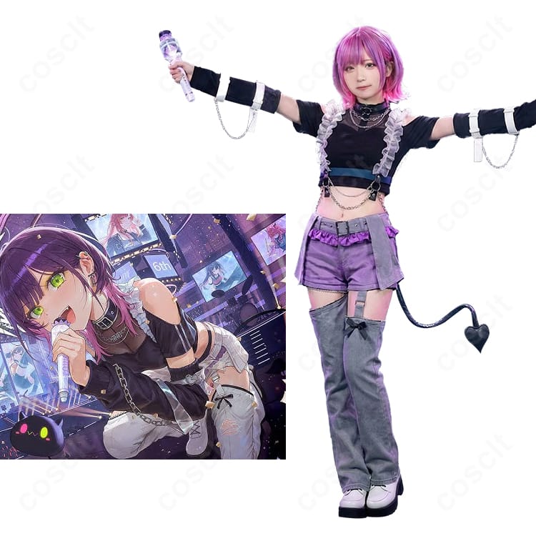 ホロライブ 常闇トワ 6周年LIVE衣装を全身で着用したモデル画像（COSCLT）