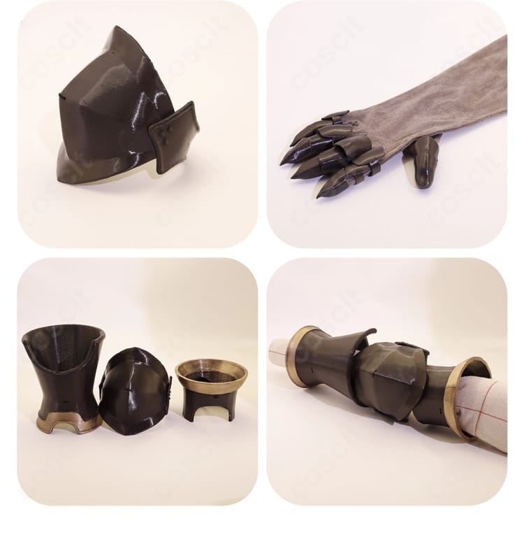 アーマー調の装飾とコルセット風ベルトの意匠を示す図。クールなバトルテイストの質感表現に注目