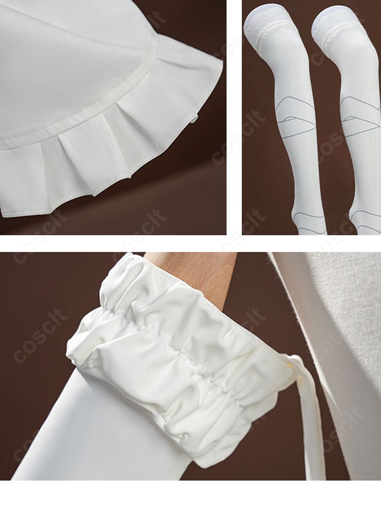 アームカバーや装飾パーツの質感と発色を示すディテール接写。素材の光沢と縫製ラインが分かる写真。