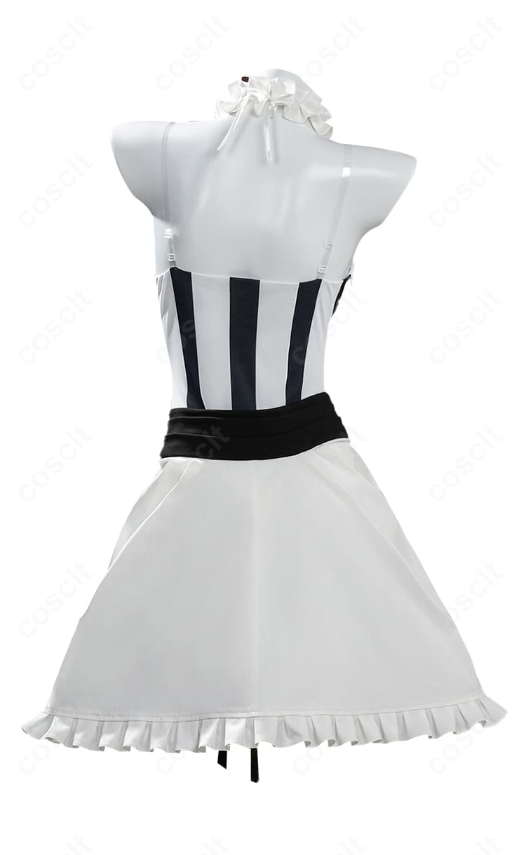 フランチェスカ衣装の背面全体。背中の開きやストラップ位置、スカートの後ろ姿のラインを示す商品写真。