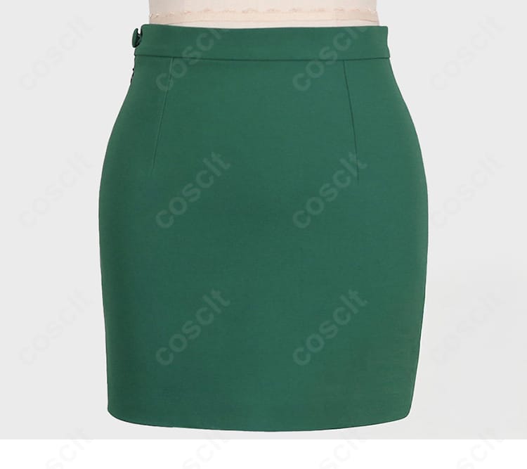 スカートのプリーツディテール。等間隔のプリーツと生地のハリ感が分かる接写。