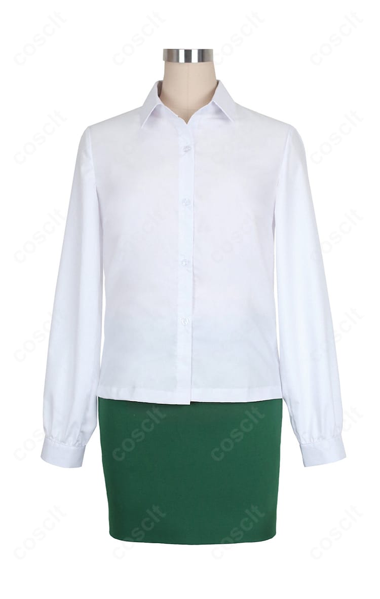 付属の白シャツ正面。襟の形状とボタン配置が分かるクリアなディテール。