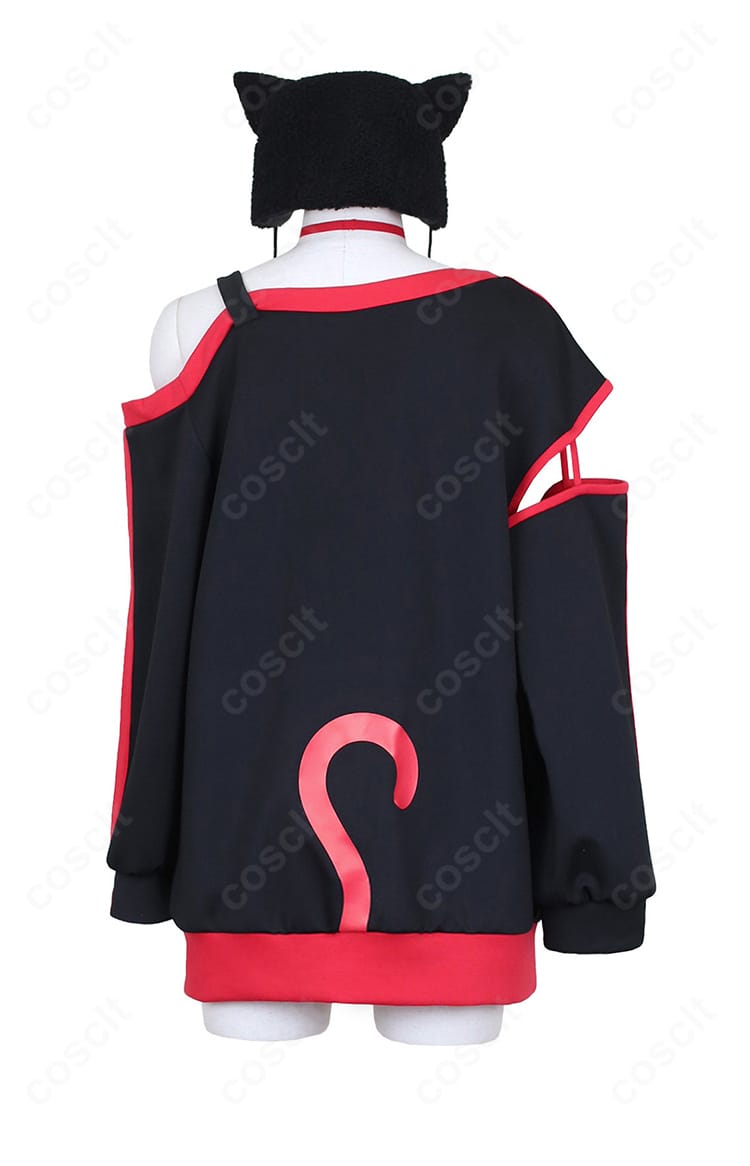 西園寺ユナ パーカー衣装の背面全体図と丈感・フード形状